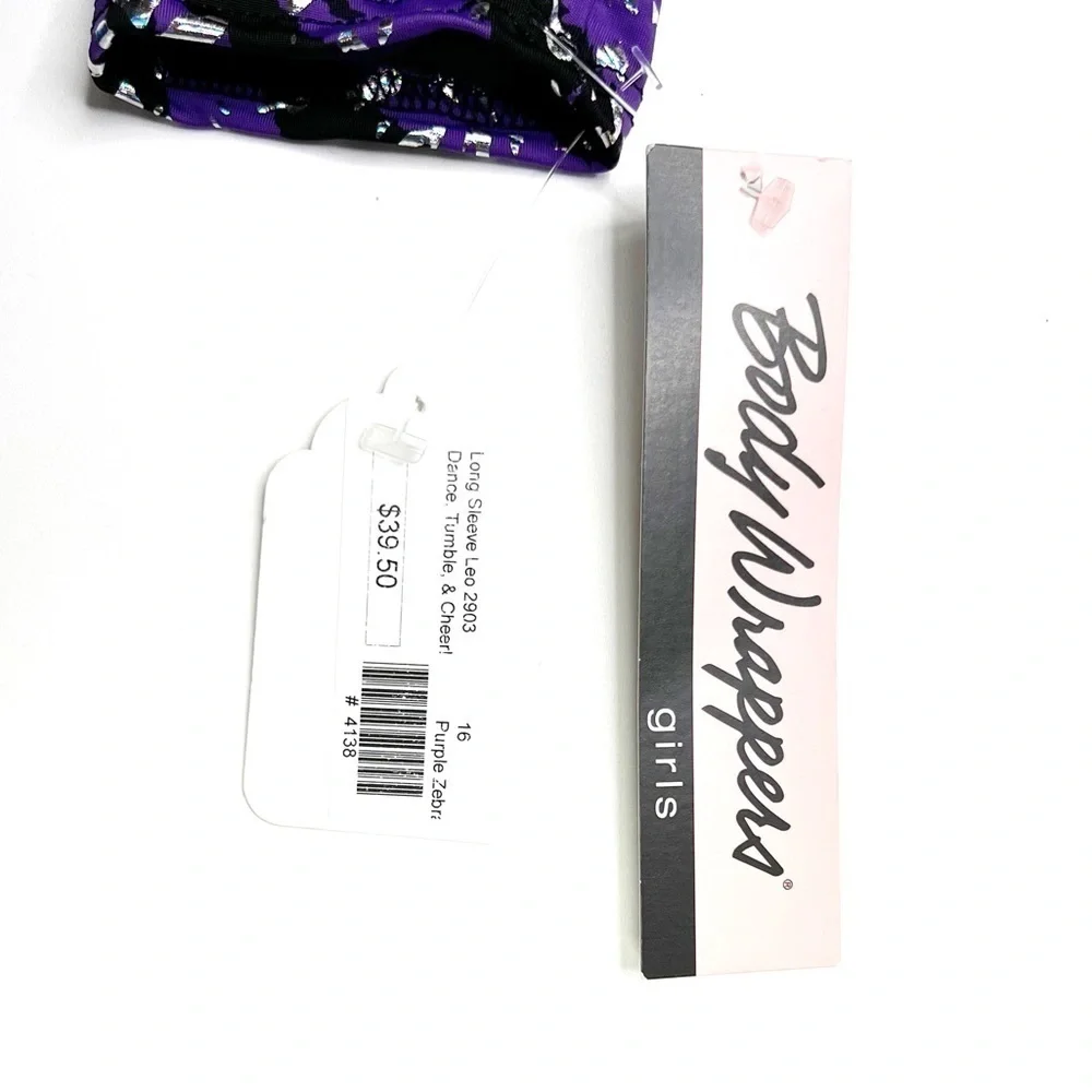 Body Wrappers Gymnastics Leotard Girls Size 16 Zebra Purple Black Silver New NWT